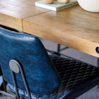 Blue Faux Leather Dining Chairs (Set of 2) - Limited Abode