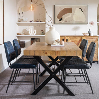 Blue Faux Leather Dining Chairs (Set of 2) - Limited Abode