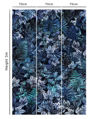 Blue Foliage Wallpaper Mural - Avalana Design