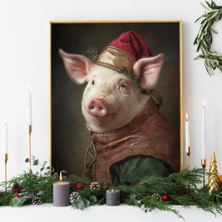Christmas Pig Art - Limited Abode