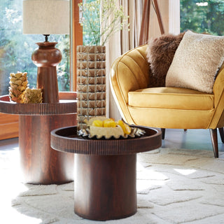 Dark Ribbed Side Table - Limited Abode