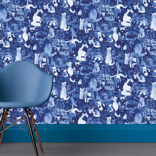 Navy Cats Wallpaper - Limited Abode