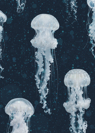 Navy Jellyfish Wallpaper - Limited Abode