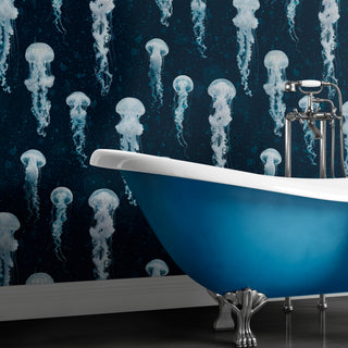 Navy Jellyfish Wallpaper - Limited Abode
