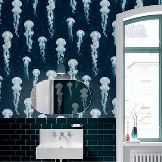 Navy Jellyfish Wallpaper - Limited Abode