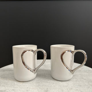 Silver Hearts Mugs (Set of 2) - Limited Abode