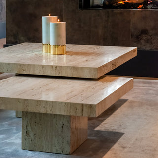 Travertine Coffee Tables (Set of 2) - Limited Abode