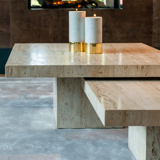 Travertine Coffee Tables (Set of 2) - Limited Abode
