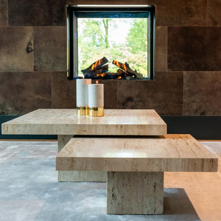 Travertine Coffee Tables (Set of 2) - Limited Abode