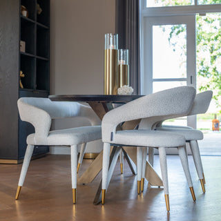 White Boucle Dining Chair - Limited Abode