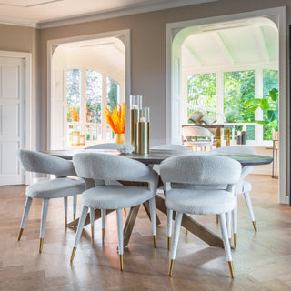 White Boucle Dining Chair - Limited Abode