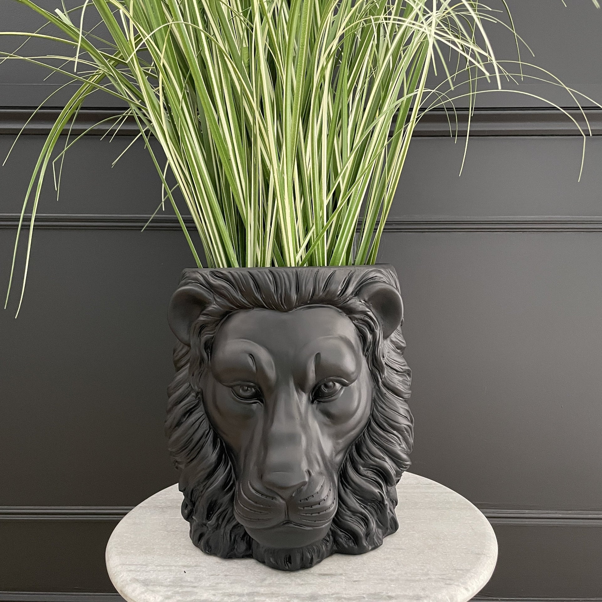 lion head planter pot Large Black Lion Planter