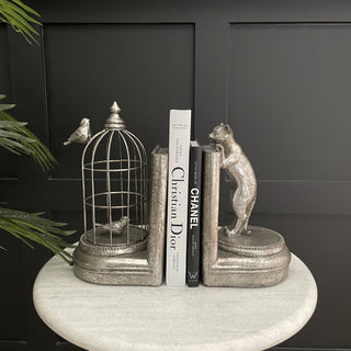 Silver Curious Cat Bookends - Limited Abode