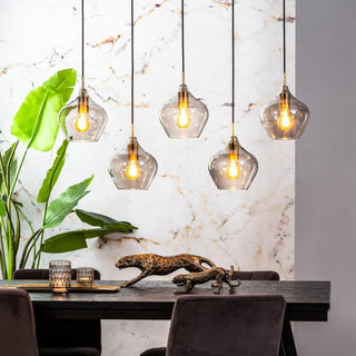 Smoked Glass Five Light Pendant - Limited Abode