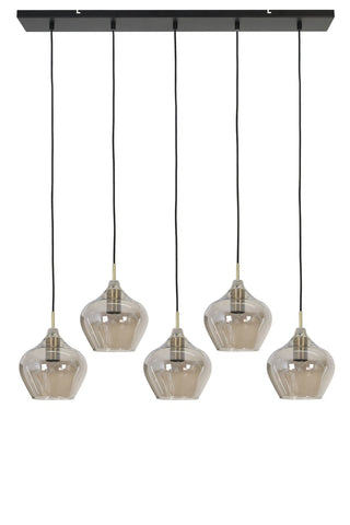 Smoked Glass Five Light Pendant - Limited Abode